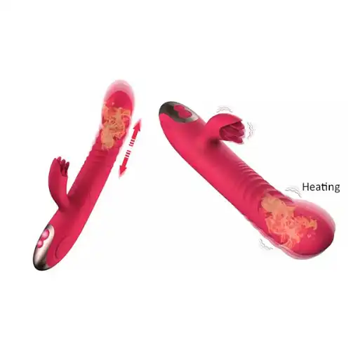 2 In1 Heating Thrusting Dildo Multi Vibrator G Spot Stimulation Licking Massager