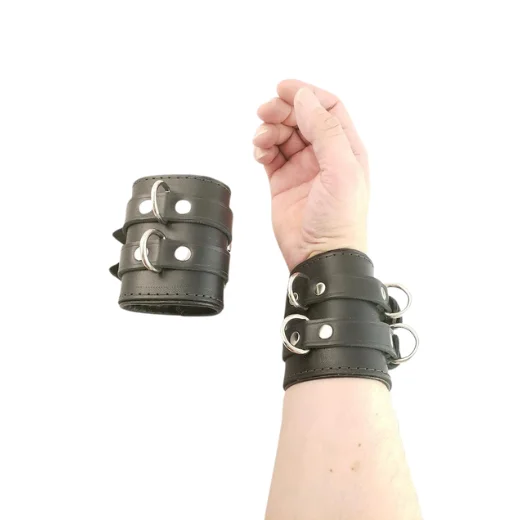 Black Double Buckle Handcuffs