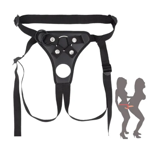Adjustable Strap-on Double Dildo Hole Harness Lesbian Couple Belt
