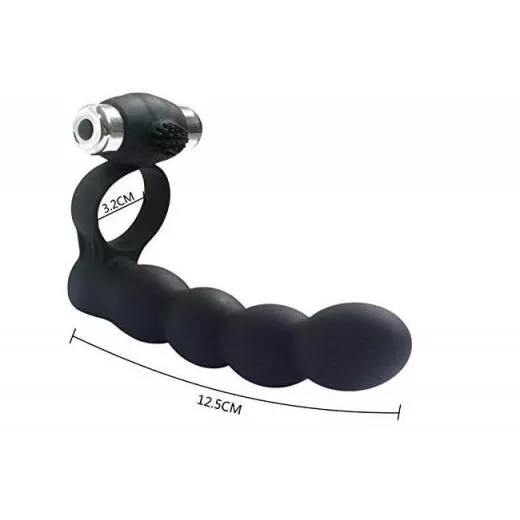 Silicone Double Penetrator Anal Sex Beads Butt Plug Cockring