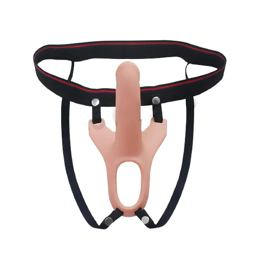 Elastic Harness Hollow Strap-on Silicone Curved Dong Dildo