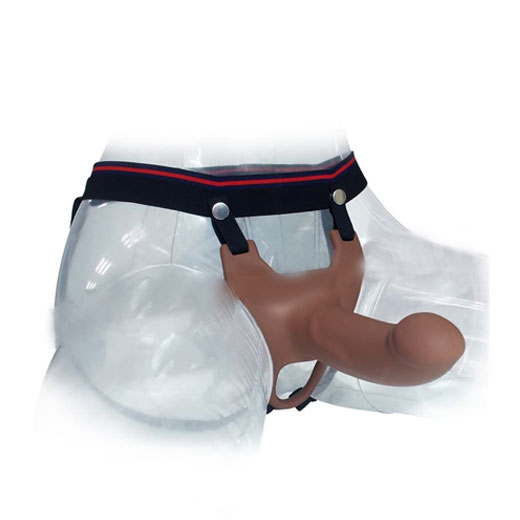 Elastic Harness Hollow Strap-on Silicone Curved Dong Dildo