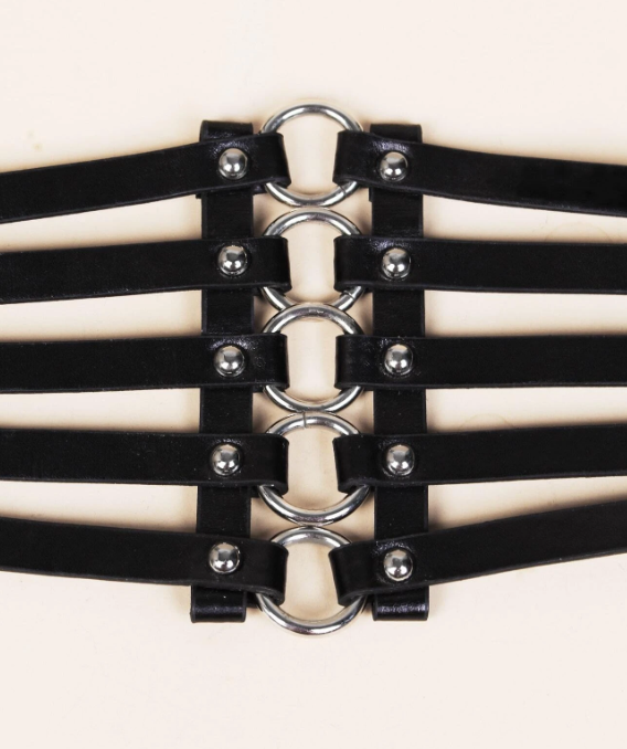 Fetish Necklac 4 Ring Out Wide Belt