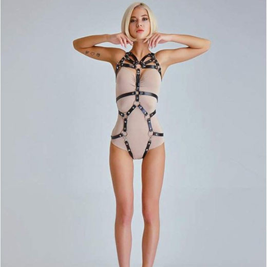 Sexy Women Faux Leather Harness Chest Belt Leg Belts Bondage