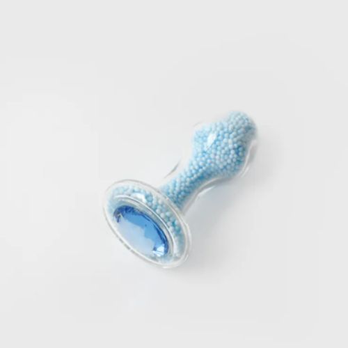 Pink & Blue Foam Beads Glass Dildos
