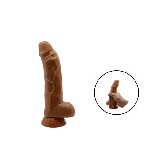 Foreskin Dildo With Stretchable Skin Dual Layered Realistic Moving Skin Cock with Suction Cup