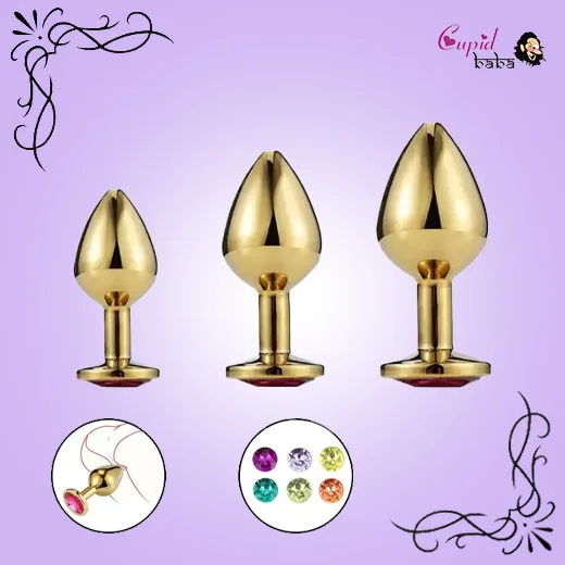Golden 3 Pcs Luxury Round Shaped Anal Butt Plug