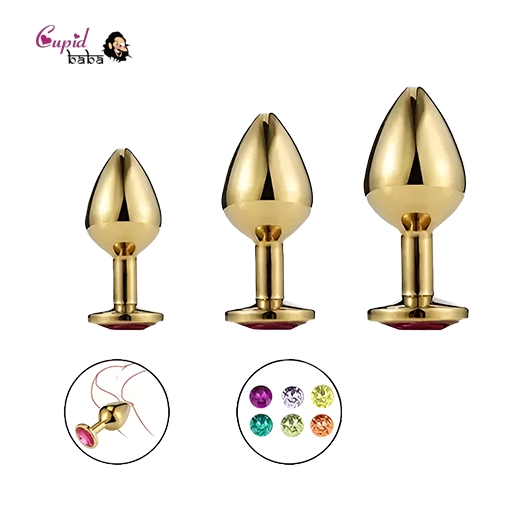 Golden 3 Pcs Luxury Round Shaped Anal Butt Plug