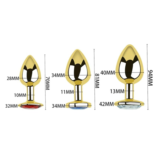 Golden 3 Pcs Luxury Round Shaped Anal Butt Plug