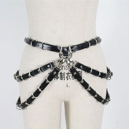 Romantic Body Harness Garter Belt With Metal Chain Waist Leg Cage