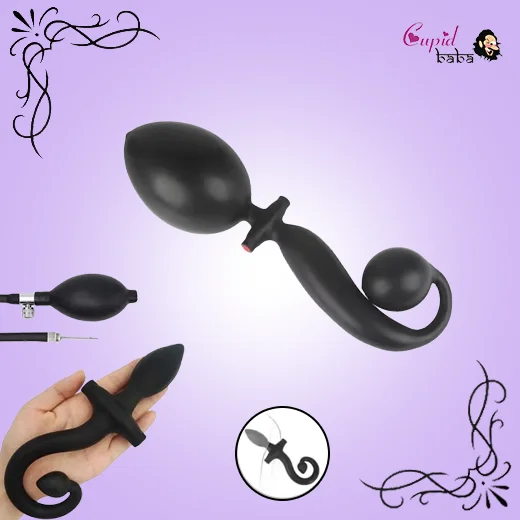 Large Inflatable Tail Huge Big Anal Dildo Pump Butt Plug Vagina Stimulate Prostate Massage