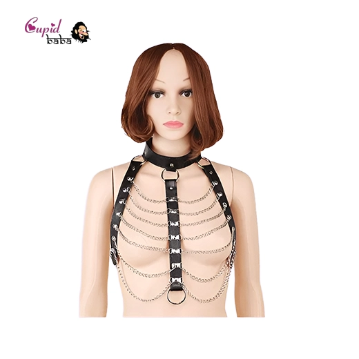 Leather Body Harness Chain Bra Bralette