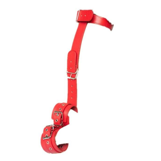 Leather Neck Collar to Hand Restraint Wrist Cuffs Slave Harness Bondage Adult Fetish