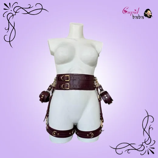 Leather Thigh Harness Set With Waist and Handcuffs