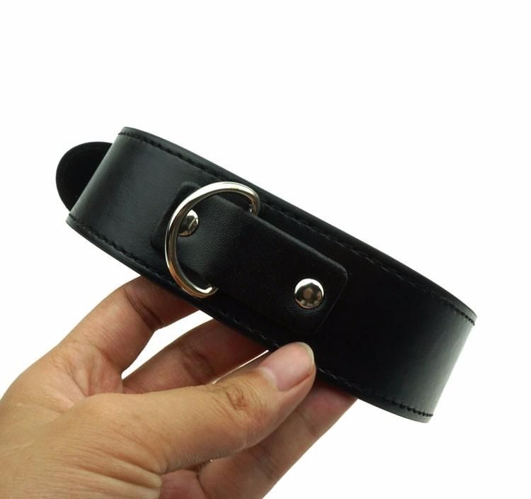PU Leather BDSM Collar with Leash Fetish Bondage