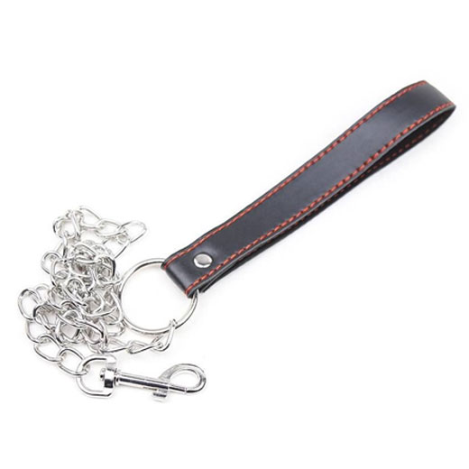 Genuine Leather Bat Shape Collar With Chain Leash