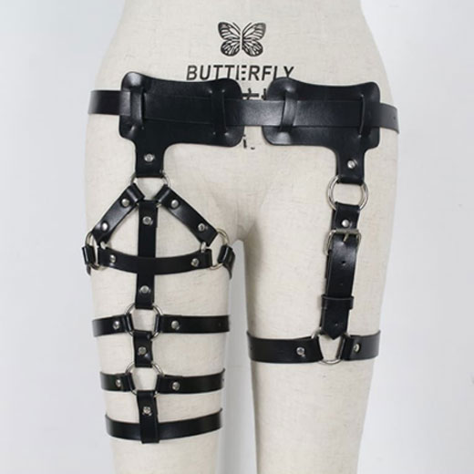 Leather Body Harness Waist Leg League Bondage