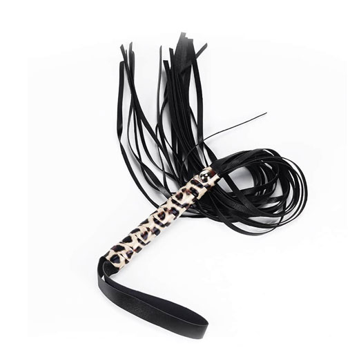 Leather Leopard Grain Hand Shank Whip