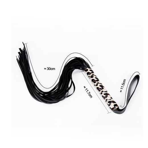 Leather Leopard Grain Hand Shank Whip