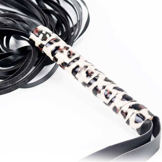 Leather Leopard Grain Hand Shank Whip