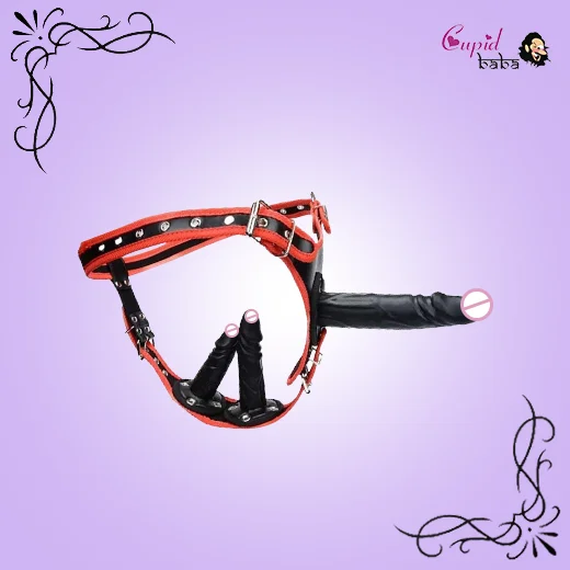 Lesbian 3 Removable Silicone Dildos Erotic Sex Toy Male and Female Chastity Belt