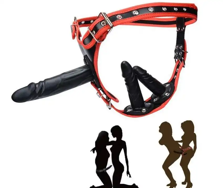 Lesbian 3 Removable Silicone Dildos Erotic Sex Toy Male and Female Chastity Belt