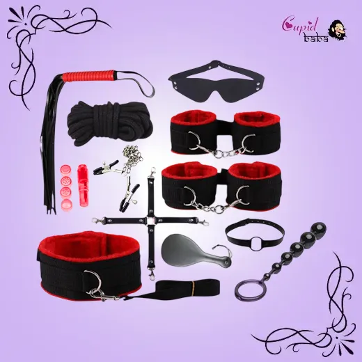 Luxury 12 Pcs Leather Bdsm Bondage Kit