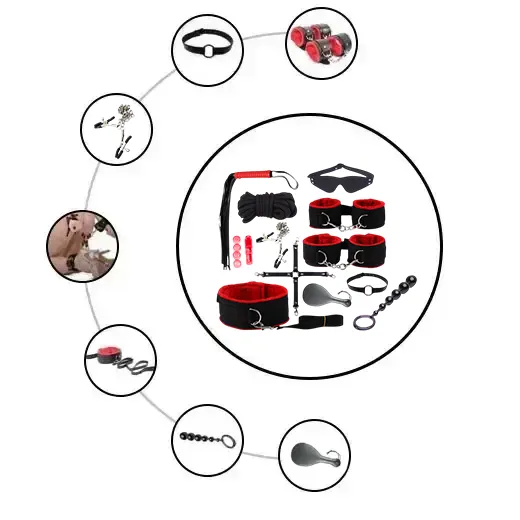 Luxury 12 Pcs Leather Bdsm Bondage Kit