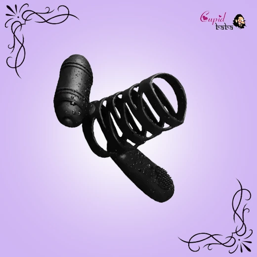 Male Cock Ring Chastity Cage Double Vibrating Ring