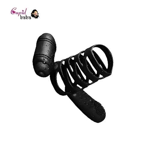 Male Cock Ring Chastity Cage Double Vibrating Ring