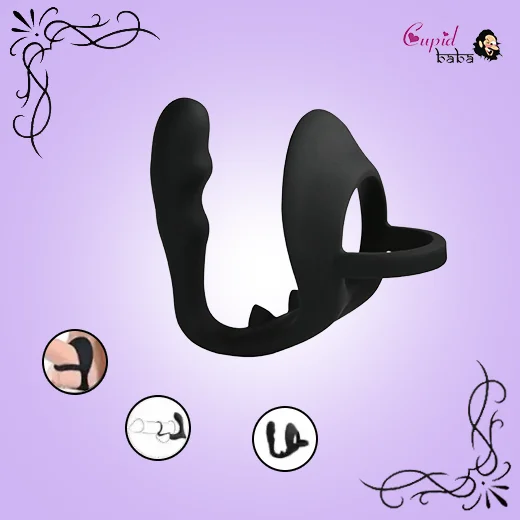 Male Prostate Massager with Dual Penis Cock Ring