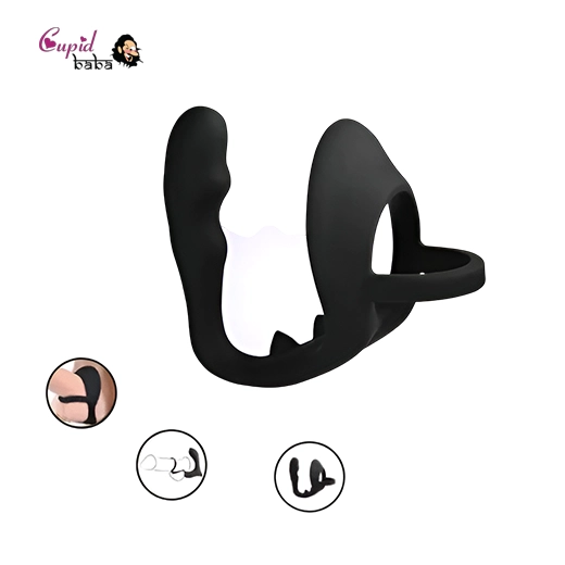 Male Prostate Massager with Dual Penis Cock Ring