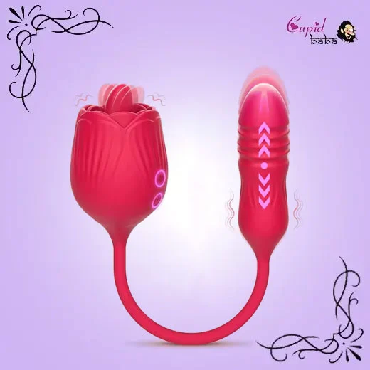 Multispeed Rose Clit Licking vibrator With Dildo