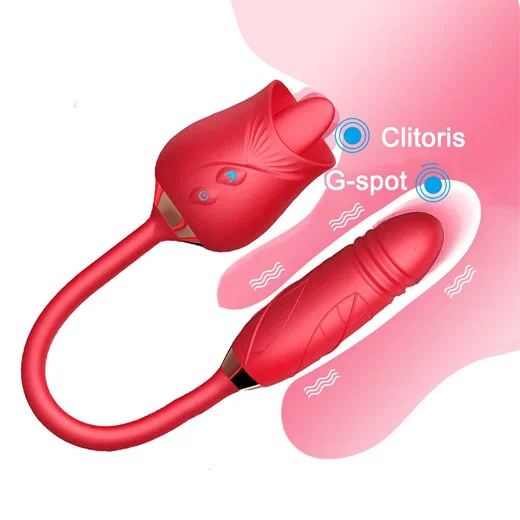 Multispeed Rose Clit Licking vibrator With Dildo