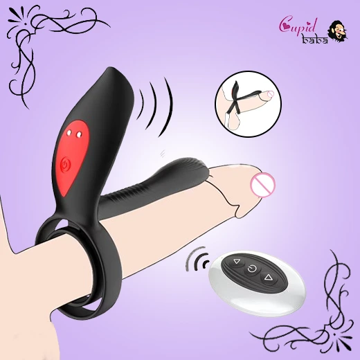 New Couples Delay Ejaculation Penis Vibrator With Double Cock Ring