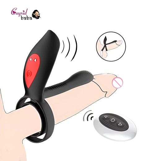 New Couples Delay Ejaculation Penis Vibrator With Double Cock Ring