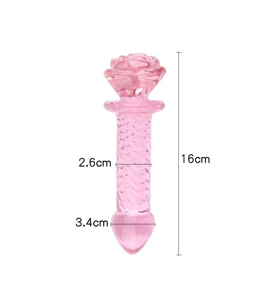 Pink Rose Crystal Glass Anal Plug