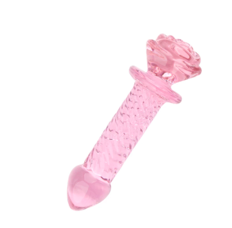 Pink Rose Crystal Glass Anal Plug