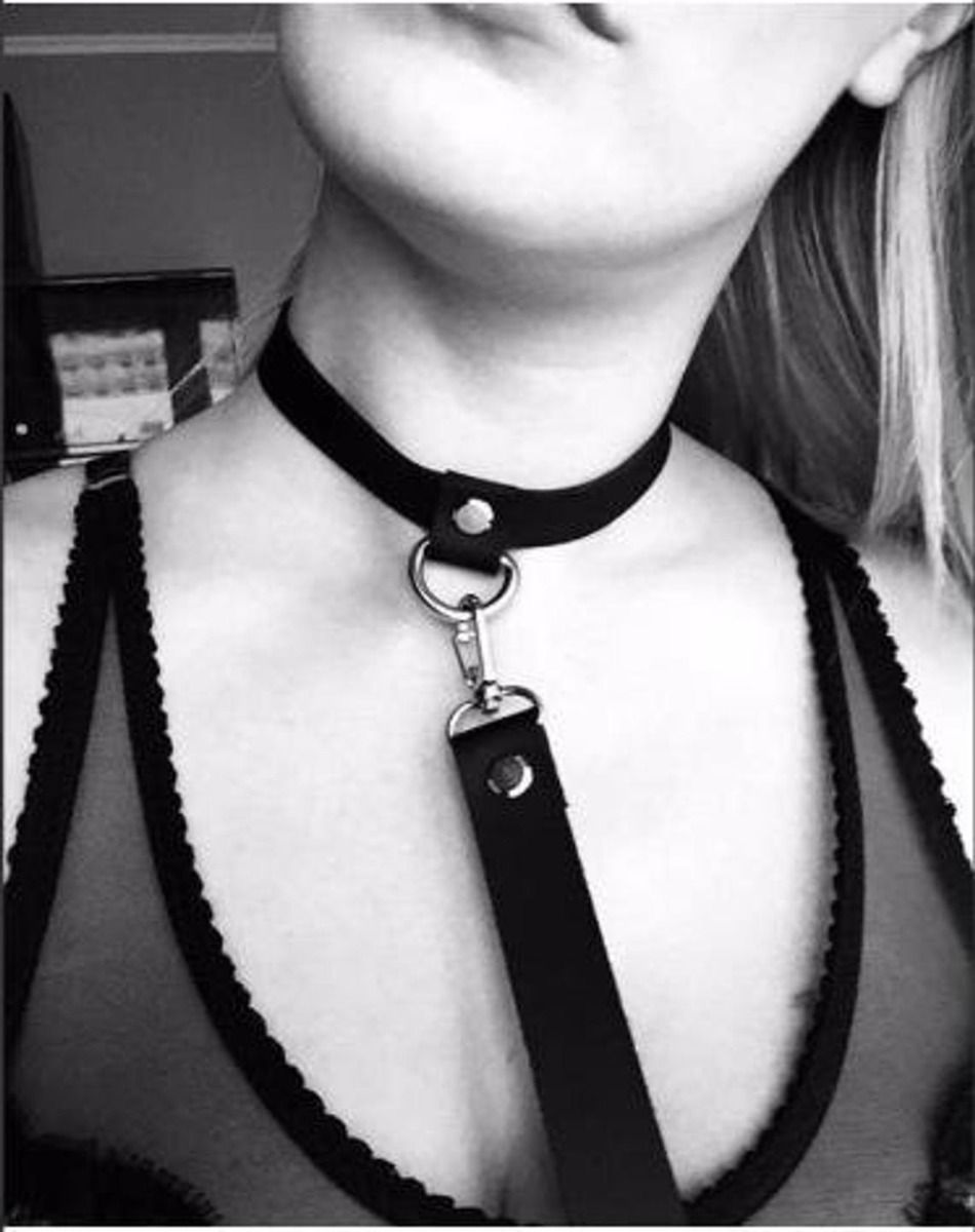 PU Leather BDSM Collar with Leash Fetish Bondage