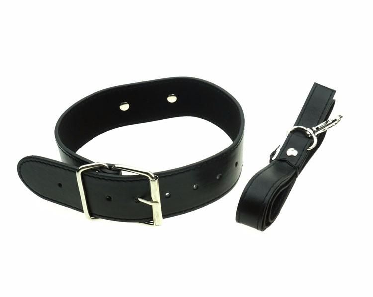 PU Leather BDSM Collar with Leash Fetish Bondage
