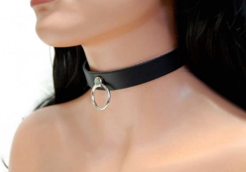 PU Leather BDSM Collar with Leash Fetish Bondage