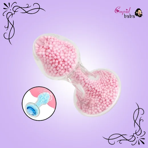 Pink & Blue Foam Beads Glass Dildos