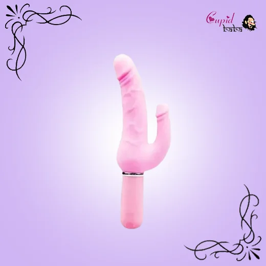 Pink Double Penetration Penis Shaped Dildo Vibrator