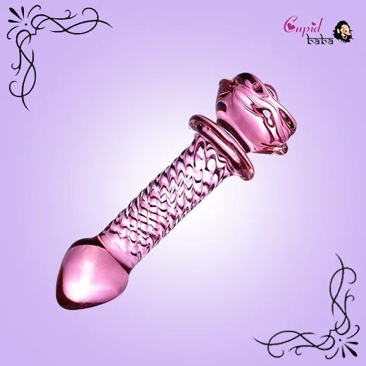 Pink Rose Crystal Glass Anal Plug