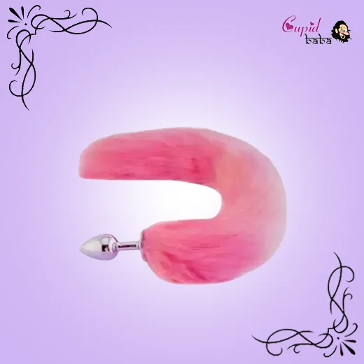 Pink tail butt plug fox tail bdsm