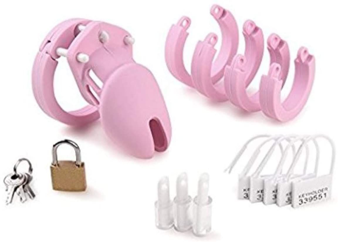 Pink Chastity Locked Cage Sex Toy for Men