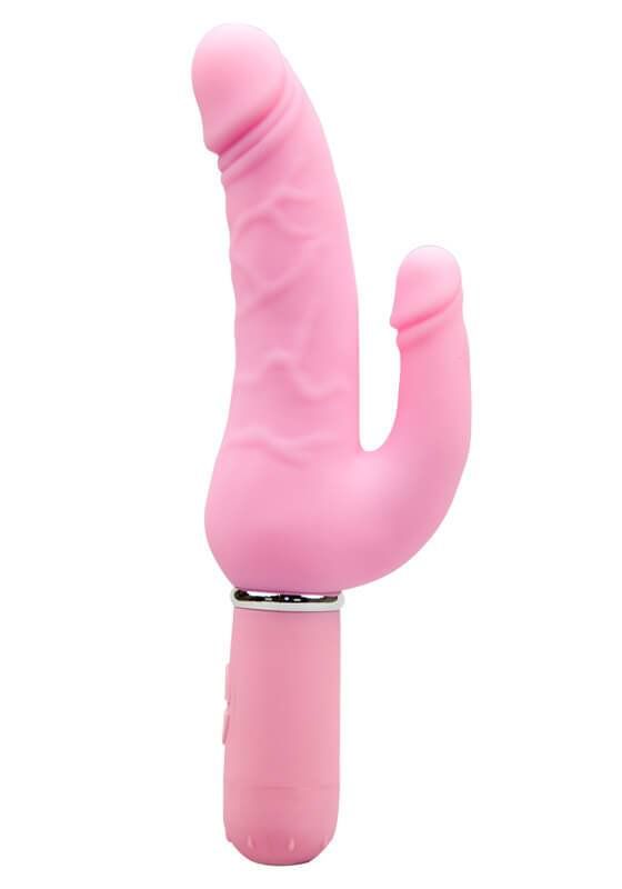 Pink Double Penetration Penis Shaped Dildo Vibrator