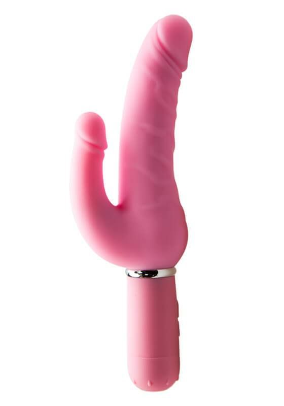 Pink Double Penetration Penis Shaped Dildo Vibrator