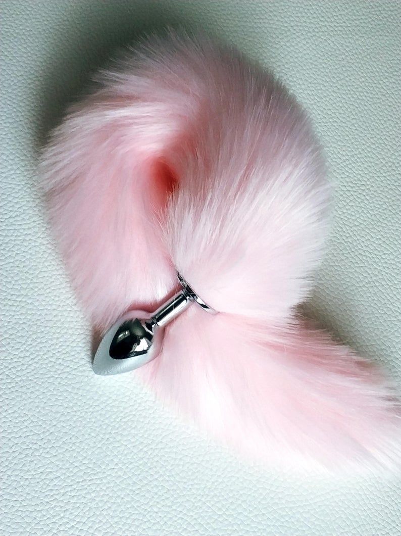 Pink tail butt plug fox tail bdsm