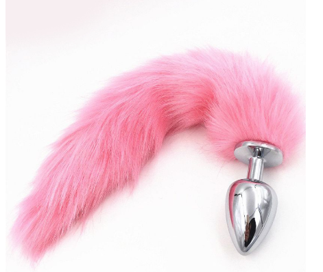 Pink tail butt plug fox tail bdsm